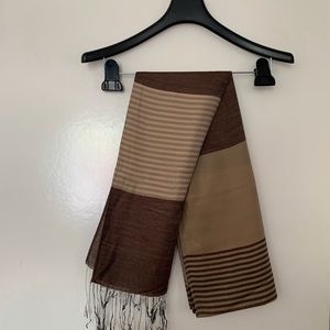 Silk Wrap Brown Striped One Size Fits All